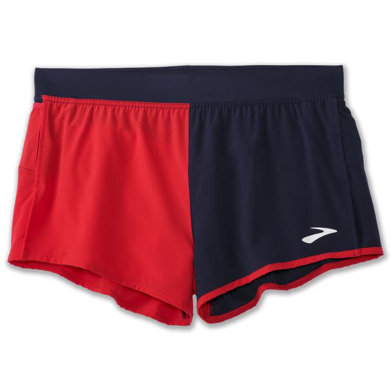 Brooks Sherpa 3 Split Running Shorts - Men's - Jamberry/Red/Navy/Run USA (81735-NTWC)